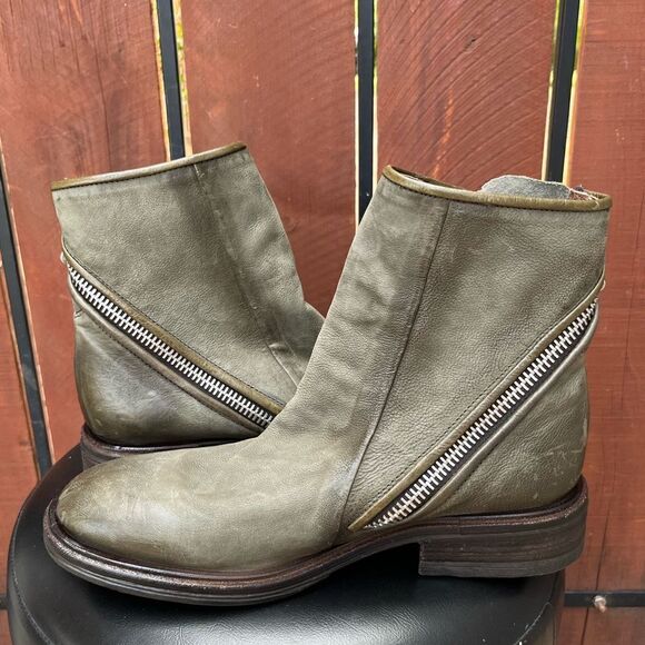 A.S.98 Fleetwood Zipper Leather Ankle Booties Green size 41EU - Picture 5 of 8